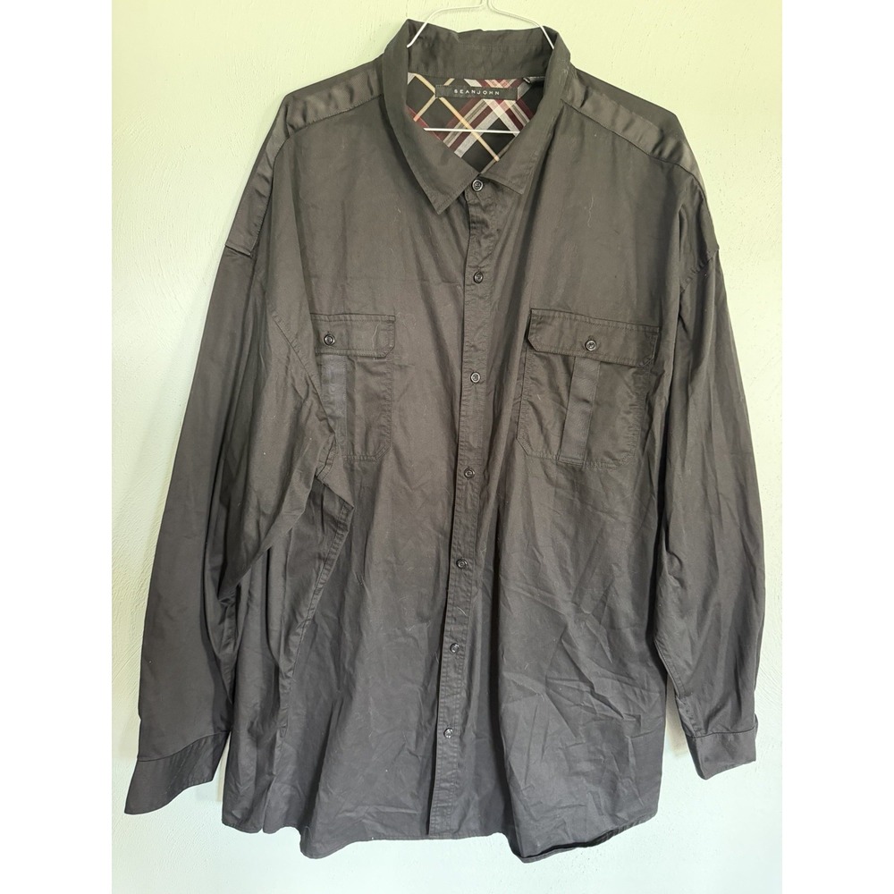 Sean John P-Diddy long-sleeve button-up collared dress shirt dual chest Sz 6XL